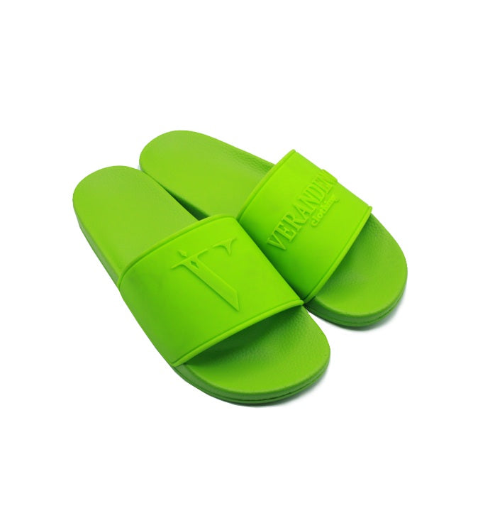 Luxury 'V' Apple Green Slides