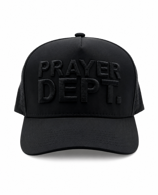 Bold "Prayer Dept" black cap
