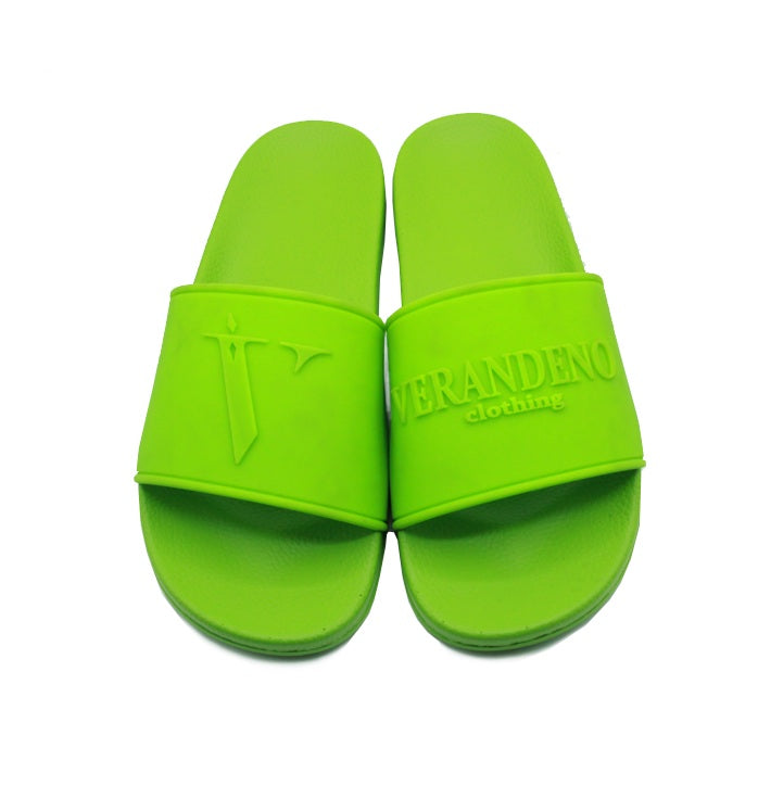 Luxury 'V' Apple Green Slides