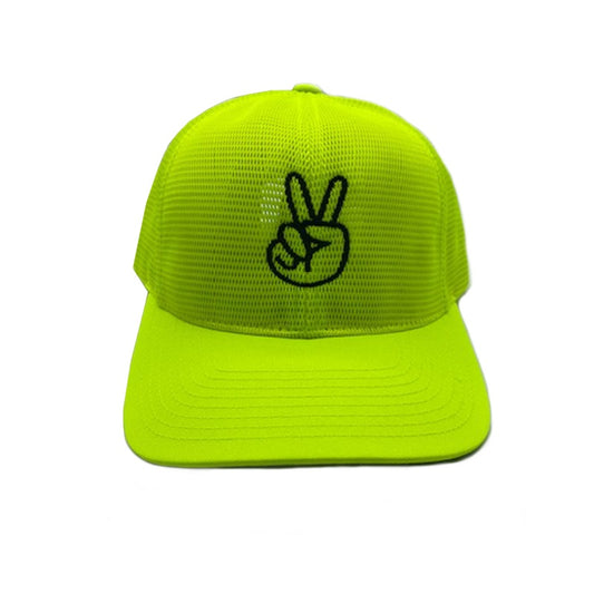 Neon Yellow peace V cap